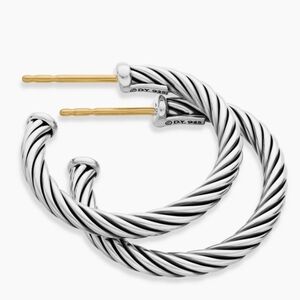 David Yurman Cable Twist Silver Hoop Earrings